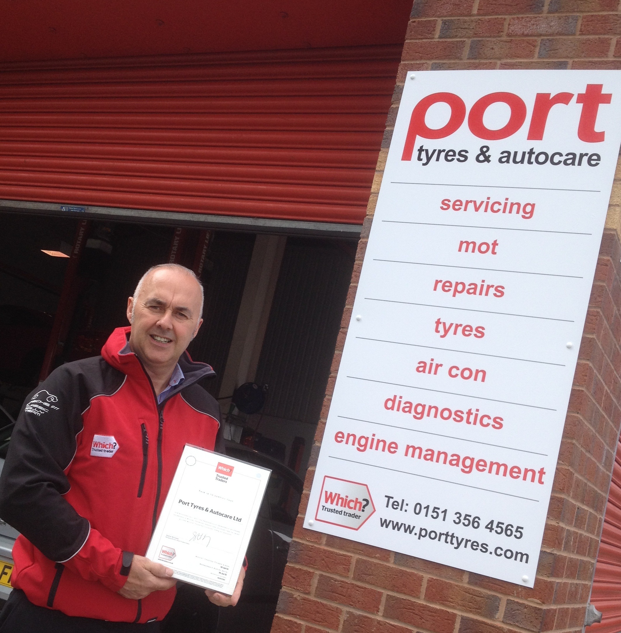 Craig Warburton of Port Tyres & Autocare the area's first Which Trusted Trader garage Port Tyres & Autocare the first Which? Trusted Trader endorsed garage in the area